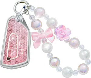 Pink Key Fob Cover for VW Volkswagen Golf 8 ID4 Seat Leon MK 4 Skoda Octavia Smart Key TPU Keys Case Shell Protector with Keychain Lanyard Girly Women Cute