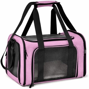 Pink Portable Pet Travel Carrier Bag - Foldable, Durable, and Comfortable for Small Dogs & Cats 40cmx25cmx25cm