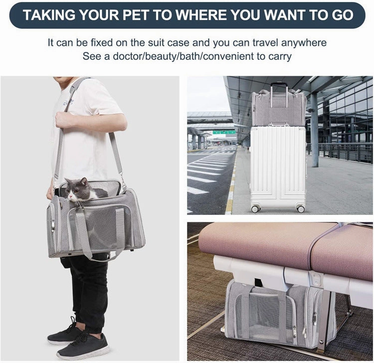 Pink Portable Pet Travel Carrier Bag - Foldable, Durable, and Comfortable for Small Dogs & Cats 40cmx25cmx25cm
