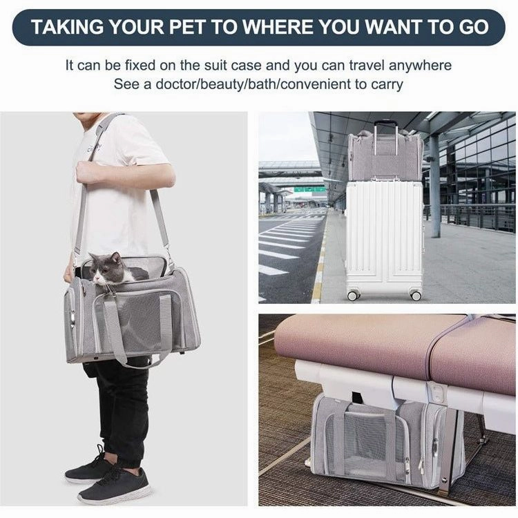 Pink Portable Pet Travel Carrier Bag - Foldable, Durable, and Comfortable for Small Dogs & Cats 40cmx25cmx25cm