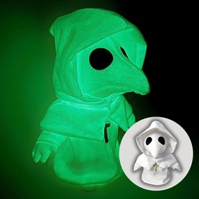 Plague Doctor Plush Toy - 10” Glow in The Dark Stuffed Animal - Cute Spooky White Horror Plush - Soft Monster Creepy Plushies - Ideal for Adults or Kids