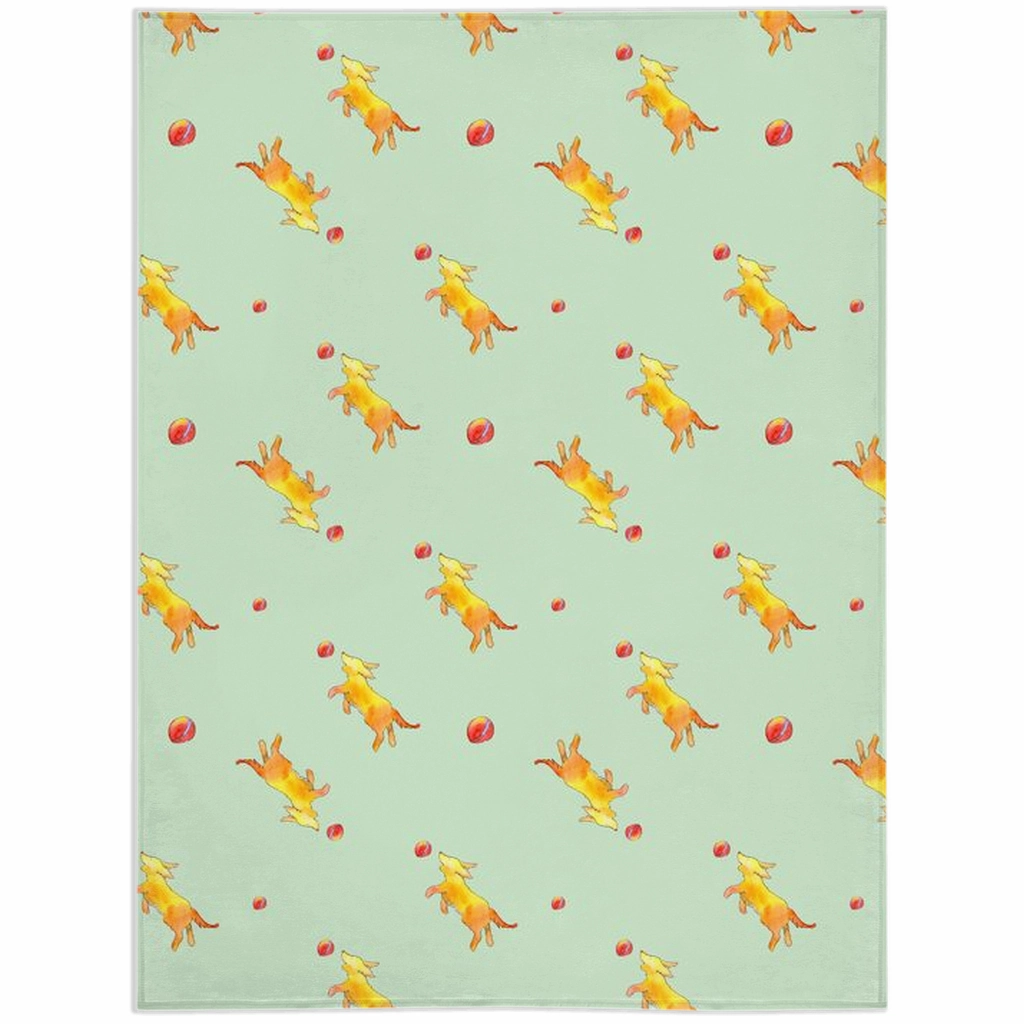Playful Puppy Pattern Minky Blanket ( Green)