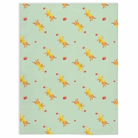 Playful Puppy Pattern Minky Blanket ( Green)