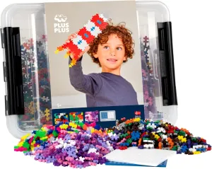 Plus-Plus - 2,400 Pieces in Storage Tub - Basic, Neon & Glitter Mix w/ 2 Baseplates - Construction Building Stem/Steam Toy, Kids Mini Puzzle Blocks