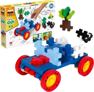 PLUS PLUS Big - Make & GO! - 46 Pieces - Construction Building Stem/Steam Toy, Interlocking Large Puzzle Blocks for Toddlers and Preschool