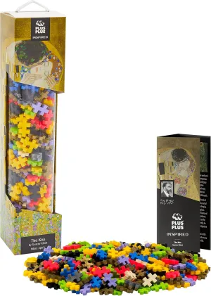 PLUS PLUS Inspired Art History Building Set, 3D Painting Kit & Craft Supplies for Kids, 350 Mini Interlocking Open Ended Pieces - Klimt, The Kiss