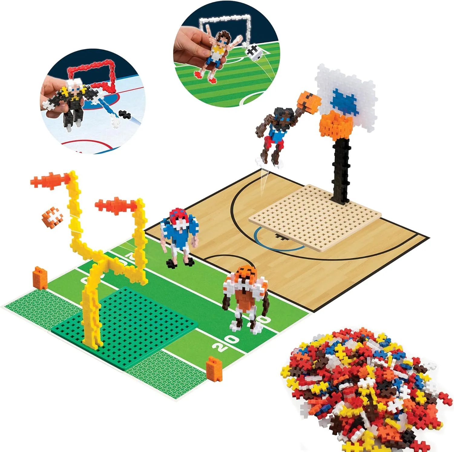 PLUS PLUS Learn to Build Set, Interlocking Mini Building Blocks, 3D Puzzle Construction Stem Toy for Kids - Sports, 380 Pieces
