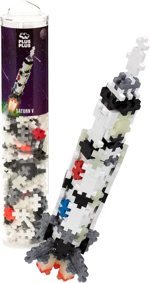 PLUS PLUS – Mini Maker Tube – Saturn V Rocket, Apollo 11 Space Playset – 240 Piece, Construction Building STEM | STEAM Toy, Interlocking Mini Puzzle Blocks for Kids