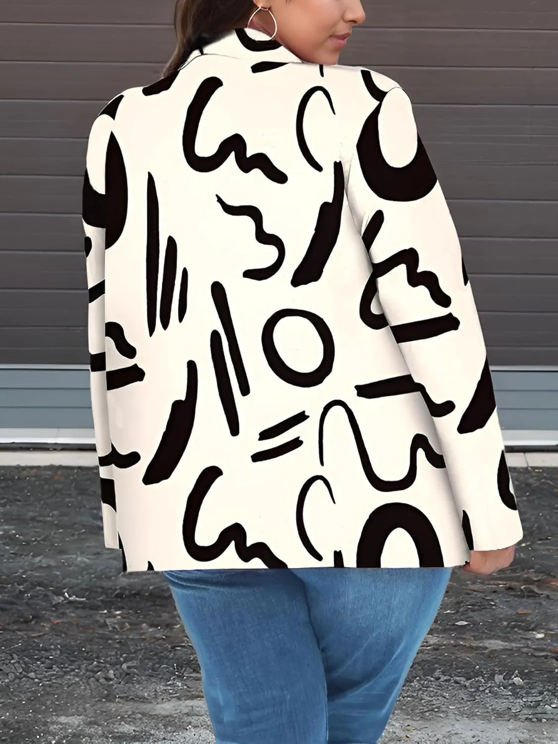 Plus Size Blazers for Curvy Women Sexy Trendy Colorful Oversize Graphic Open Front Jackets