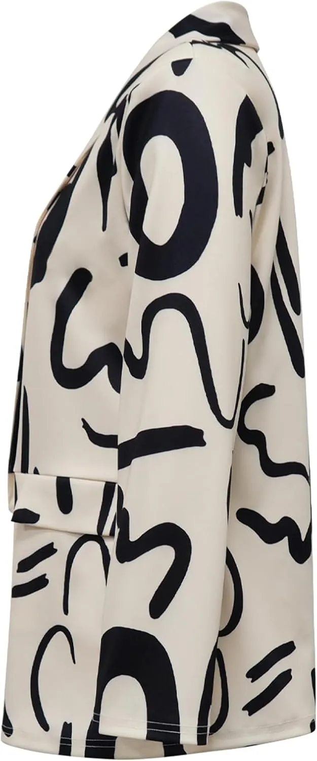Plus Size Blazers for Curvy Women Sexy Trendy Colorful Oversize Graphic Open Front Jackets