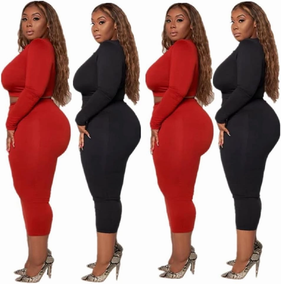 Plus Size Women 2 Piece Outfits Sets Sexy Tracksuit Midi Dress,Sleeveless Tank Top Bodycon Skirts Set Casual Summer