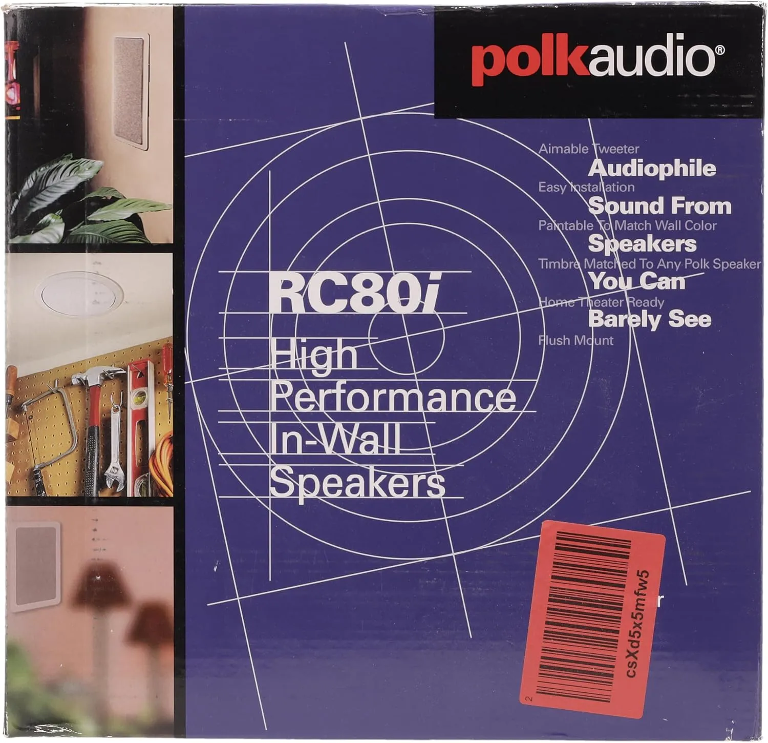 Polk Audio RC80i 2-way Premium In-Ceiling 8" Round Speakers, Set of 2 Perfect for Damp and Humid Indoor/Outdoor Placement - Bath, Kitchen, Covered Porches (White, Paintable-Grille)