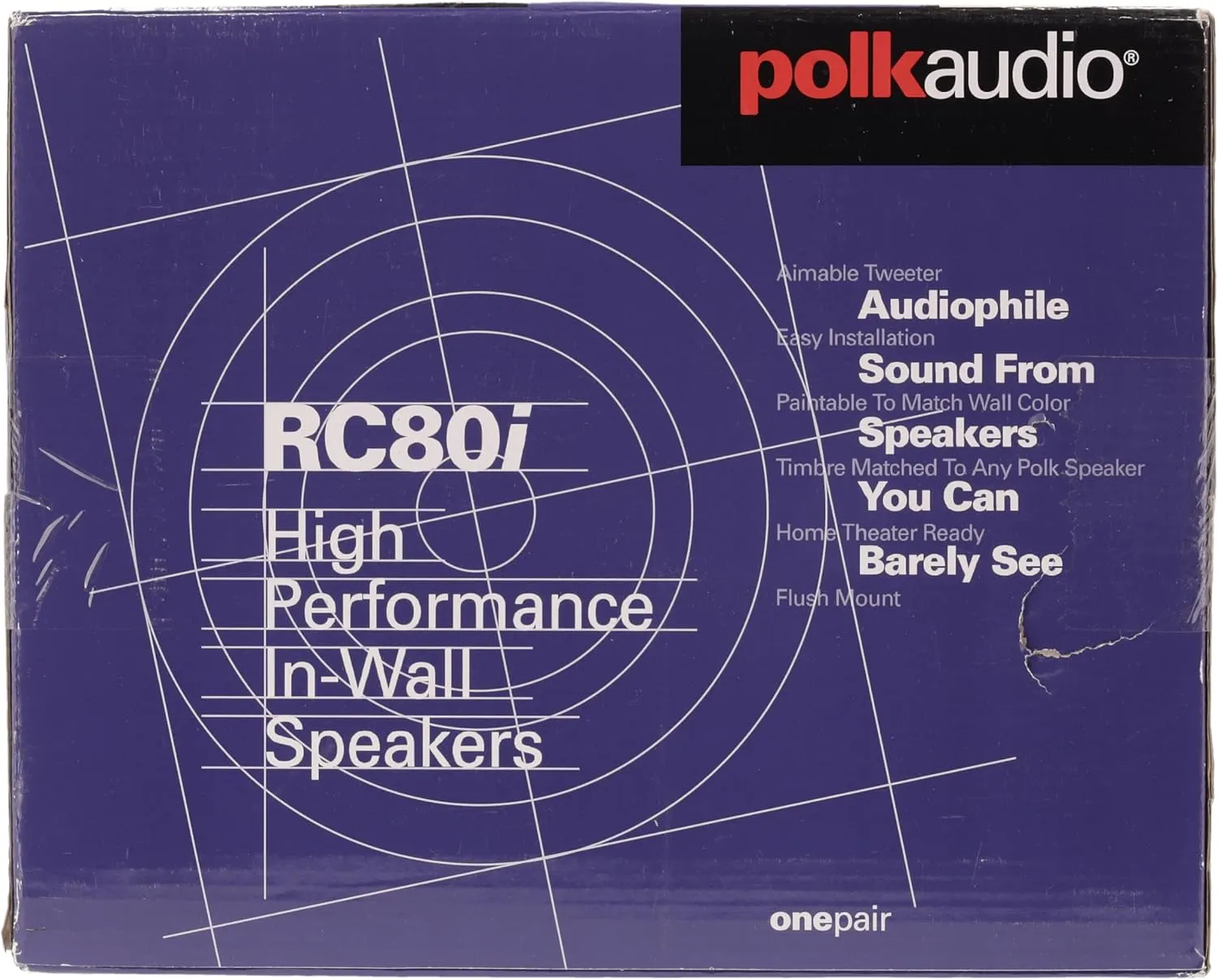 Polk Audio RC80i 2-way Premium In-Ceiling 8" Round Speakers, Set of 2 Perfect for Damp and Humid Indoor/Outdoor Placement - Bath, Kitchen, Covered Porches (White, Paintable-Grille)