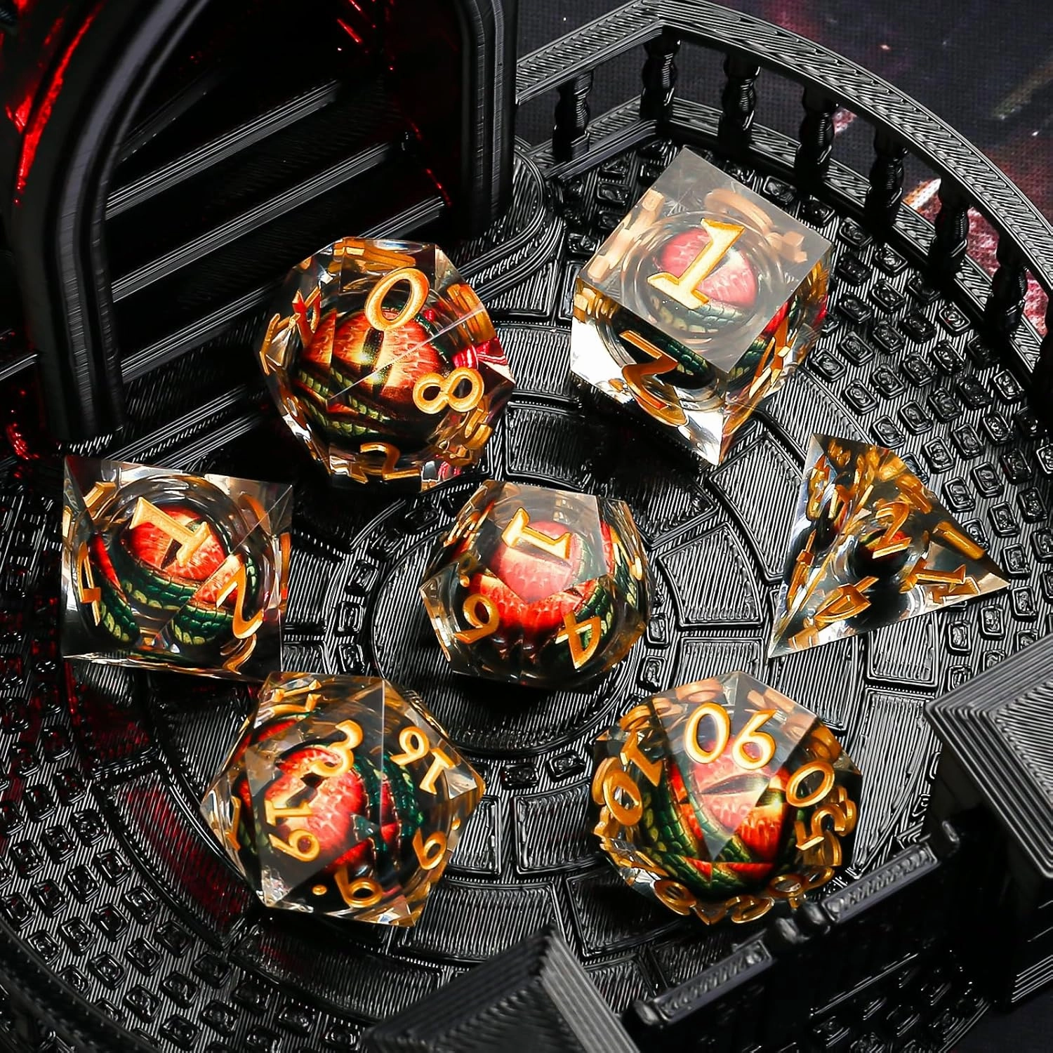 Polyhedral D&D Dice Set, DND Eyeball Dice for Dungeons and Dragons Role Playing Table Games