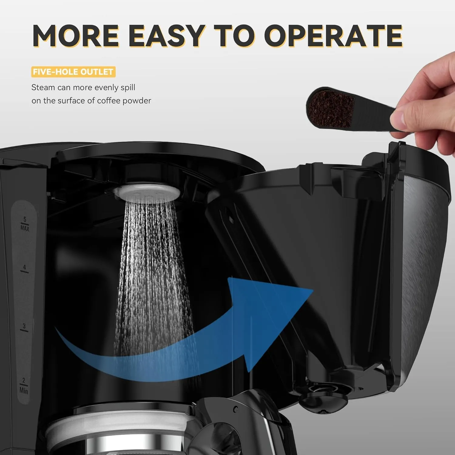Portable Coffee Maker for Travel Camping Car, Ground Coffee Machine Single Serve with 5 Cup Glass Carafe for Traveling, RV, Office, Home and Dorm, 12V, Sliver Black
