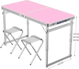 Portable Folding Picnic Table (- 4stool), Outdoor Folding Table Lightweight, Camping Table for Outdoor Camping Hiking Picnic(Color:Table 2Stool)