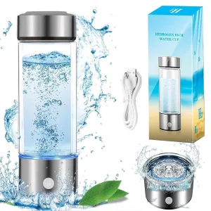 Portable Hydrogen Water Generator, 420Ml Hydrogen Water Bottle, Hydrogen Water Ionizer Machine,Rechargeable Hydrogen Rich Water Glass Cup for Home Travel Exercise, size