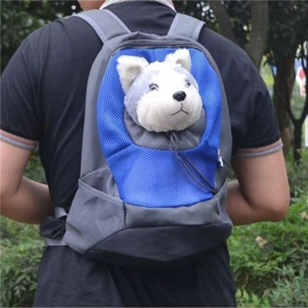 Portable Breathable Multifunctional Pet Carrier Backpack Front Bag with Head Out Blue L
