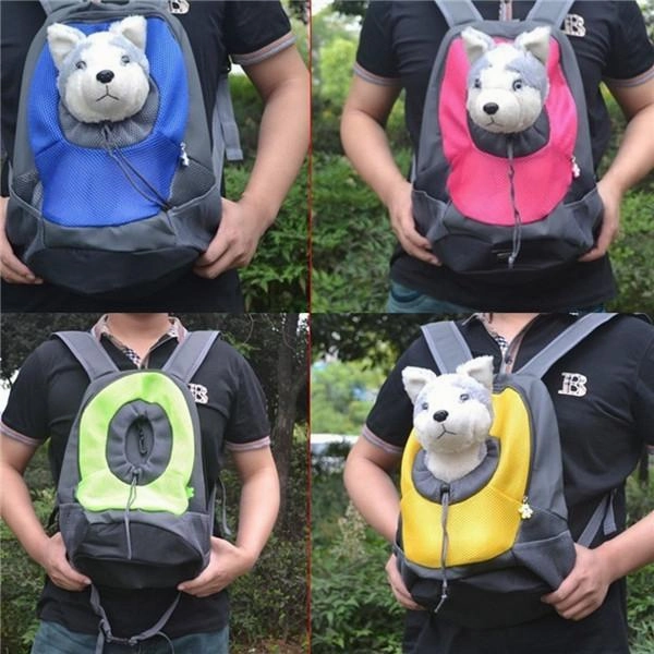 Portable Breathable Multifunctional Pet Carrier Backpack Front Bag with Head Out Blue S