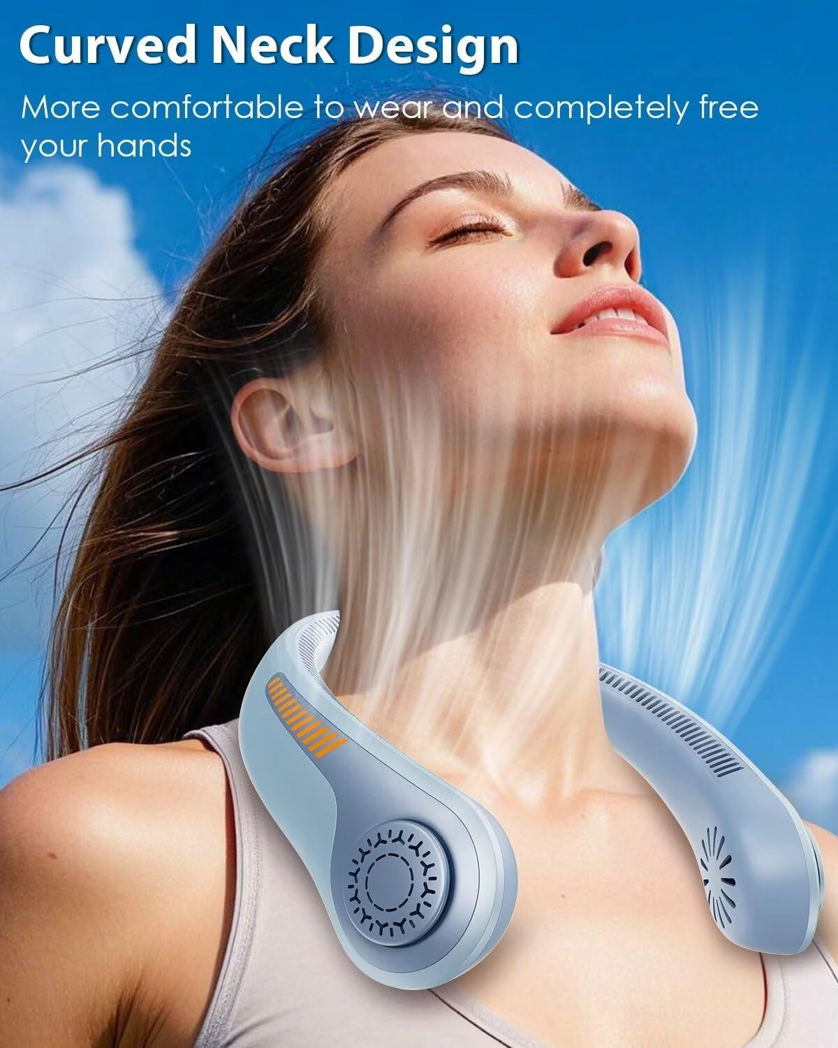 Portable Neck Fan - Neck Fans that Blow Cold Air Rechargeable, USB-C Battery Operated, Neckbrace, 5 Speeds, Bladeless Wearable Personal Cooler for Men Women, Sports, Gardening, Office, Travel, Camping