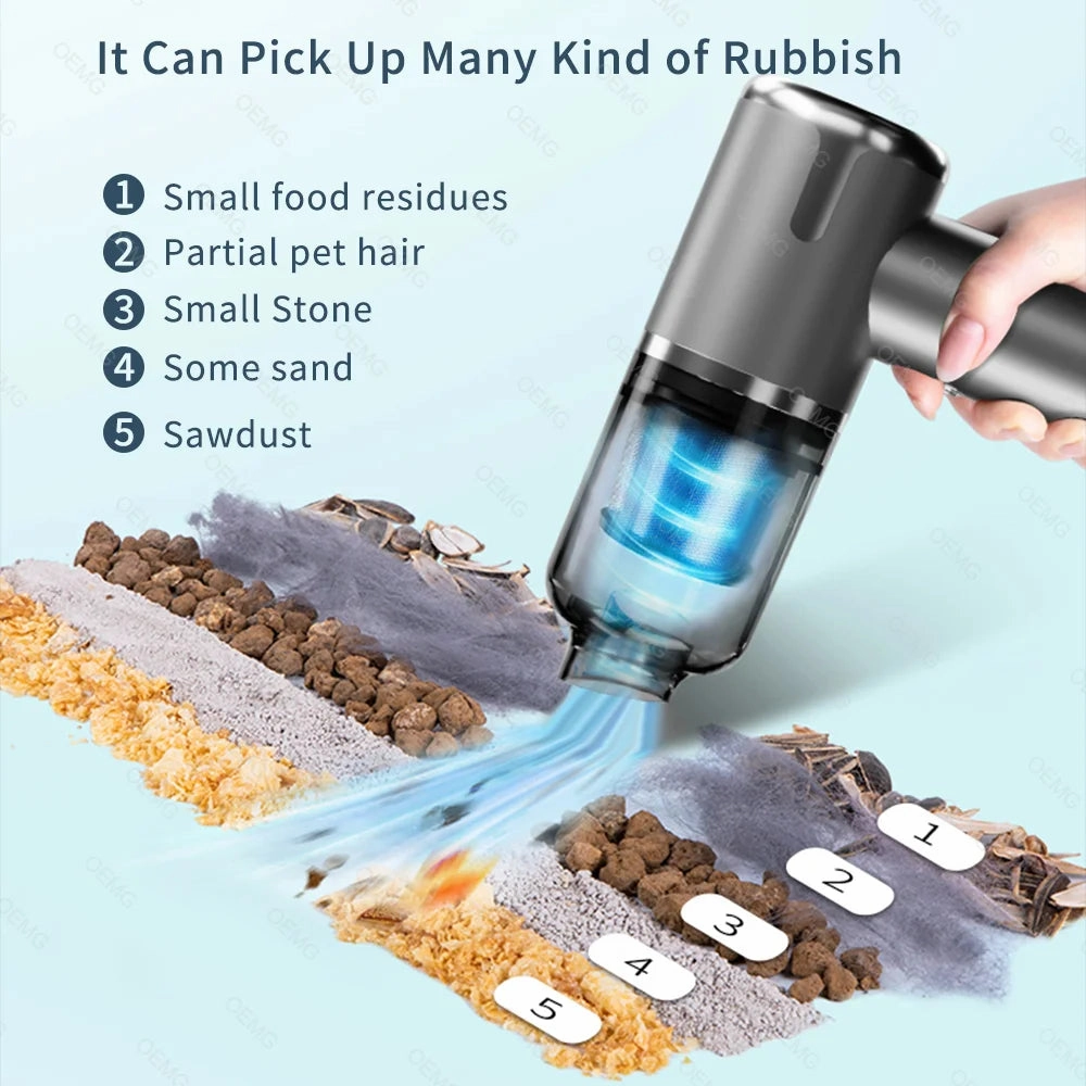 Powerful 120000PA Wireless Mini Car Vacuum