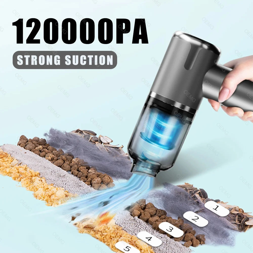 Powerful 120000PA Wireless Mini Car Vacuum