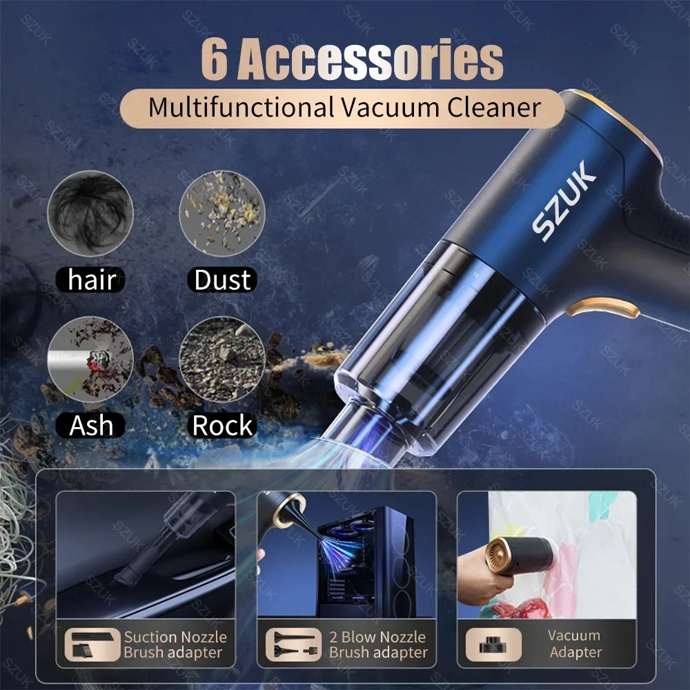 Powerful Wireless Mini Car Vacuum Cleaner Portable Handheld - Super Strong Cleaning