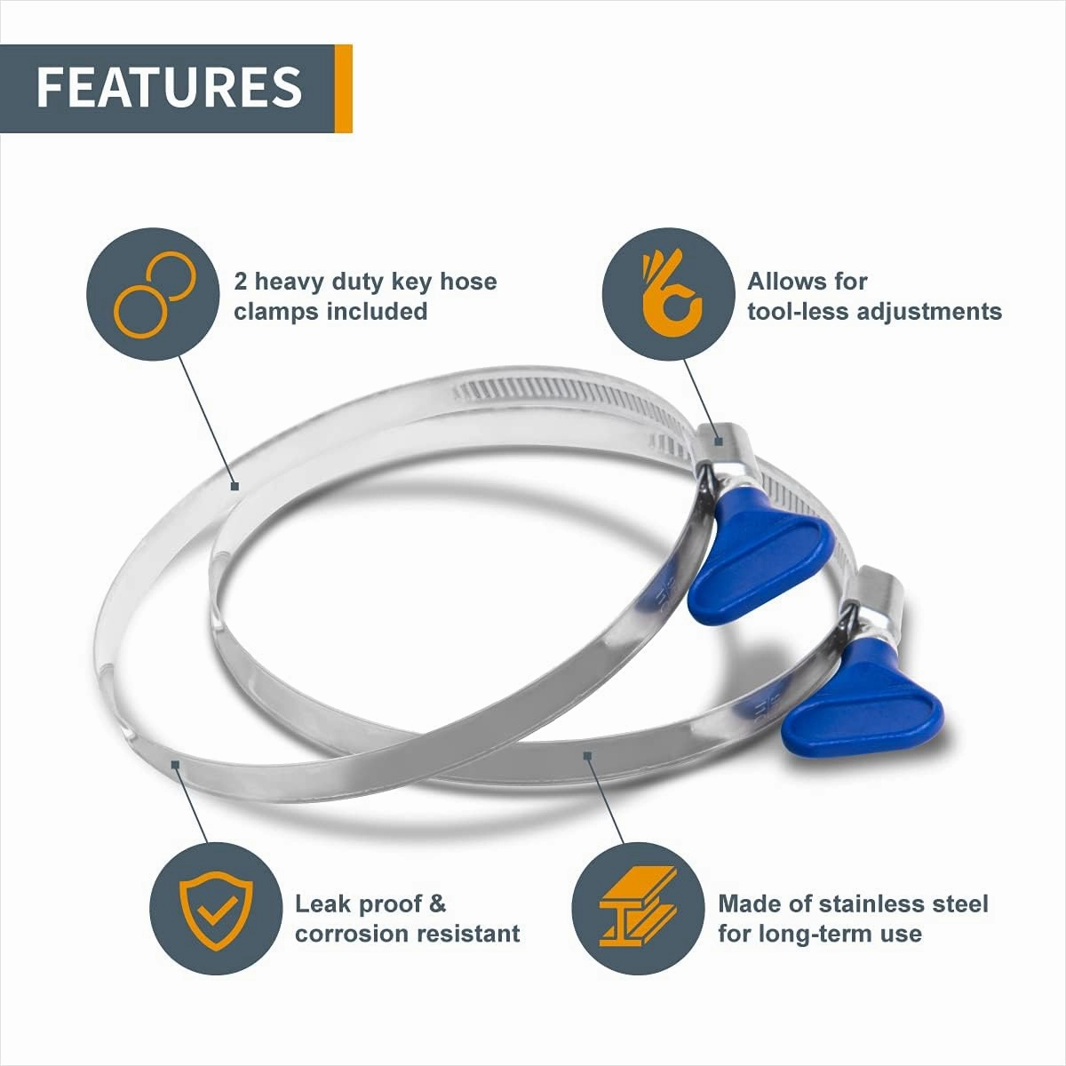 POWERTEC 2-1/2" x 10' PVC Dust Collection Hose w/ 2pcs Stainless Steel Key Hose Clamps for Table Saw, Band Saw, Router Table, Belt Sander, Woodworking and Wood Shop Dust Collection System (70241V)