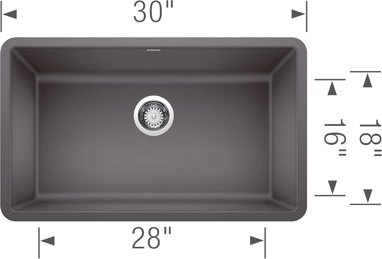 Precis 30in. Single Bowl Kitchen Sink, Cinder