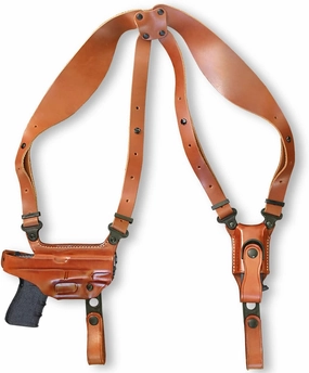 Premium Leather Horizontal Shoulder Holster System with Single Magazine Carrier for Sigg P365 Micro Compact 3.1" Barrel, Right Hand Draw, Brown Color #1329#