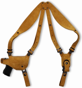 Premium Suede Leather Shoulder Holster with Single Magazine Carrier Fits Sigg P320 Compact w/Rail 9mm 3.9'' BBL, Natural Color #1300#
