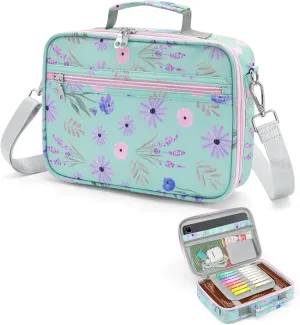 Printed Bible Cover Case - Zipper Bible Holder for Women, Protective Carrying Church Bag with Handle and Shoulder Strap, Fits Up to 11.2 x 8.1 x 1.8 Inches (Lake Blue, 11.81 inch*8.66 inch*1.97 inch)