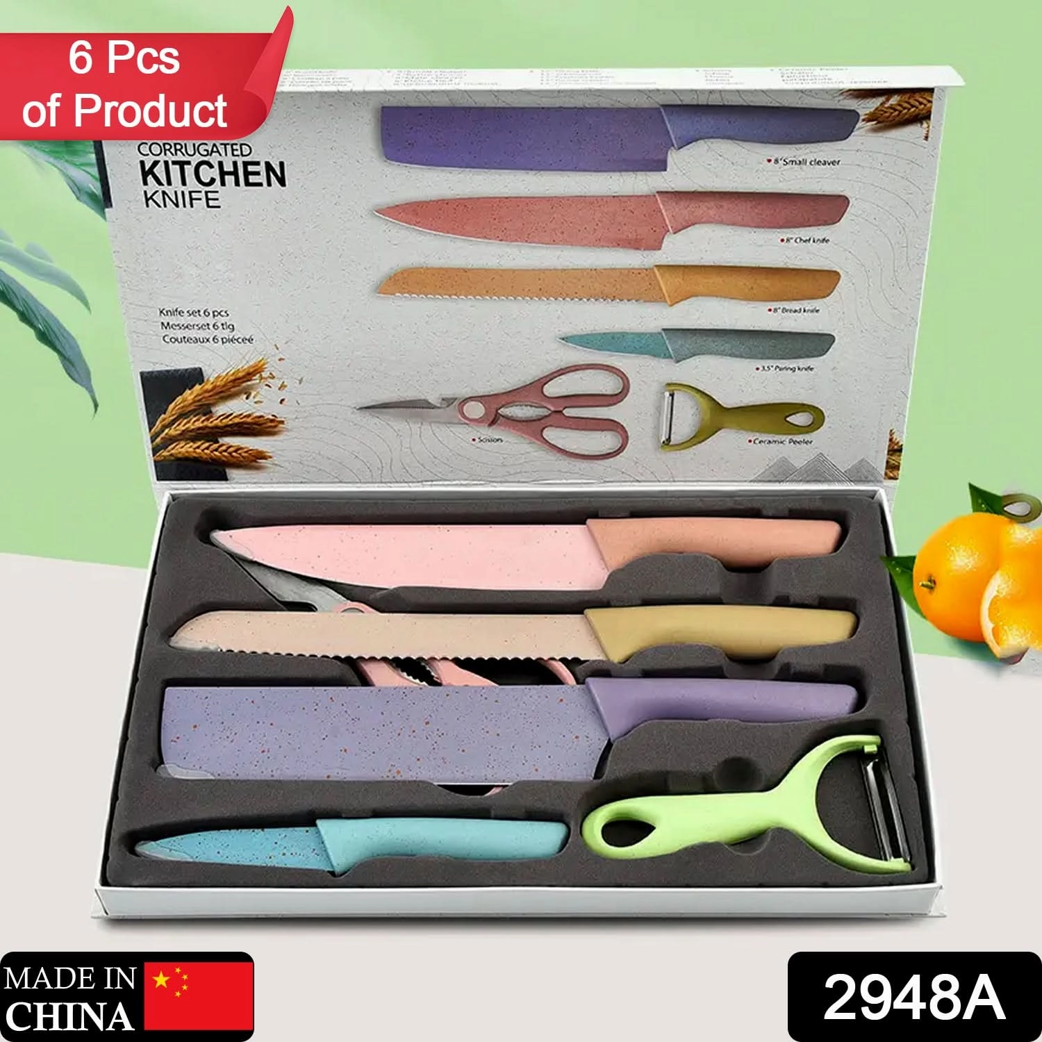 Professional Colorful Kitchen Knives Set Of 6 Pieces