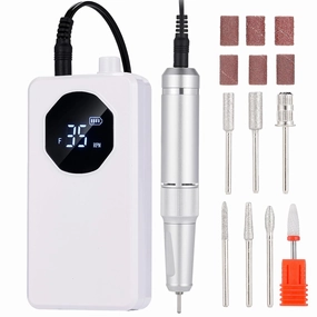 Professional Electric Nail Drill Machine, Portable Rechargeable 35000RPM Nail Files Electric for Acrylic Nails, Manicure Pedicure Polishing Shape Tools for Home Use and Salon