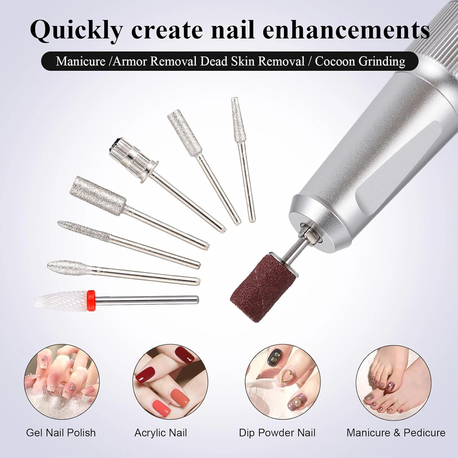 Professional Electric Nail Drill Machine, Portable Rechargeable 35000RPM Nail Files Electric for Acrylic Nails, Manicure Pedicure Polishing Shape Tools for Home Use and Salon