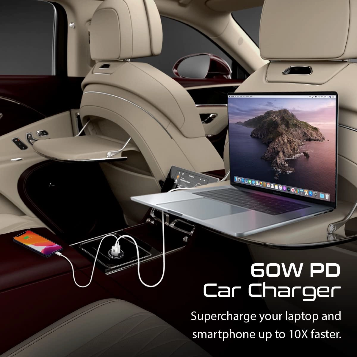 Promate Bullet-PD60 RapidCharge™ Mini Car Charger with 60W Power Delivery & Quick Charge 3.0 - Charge Laptop