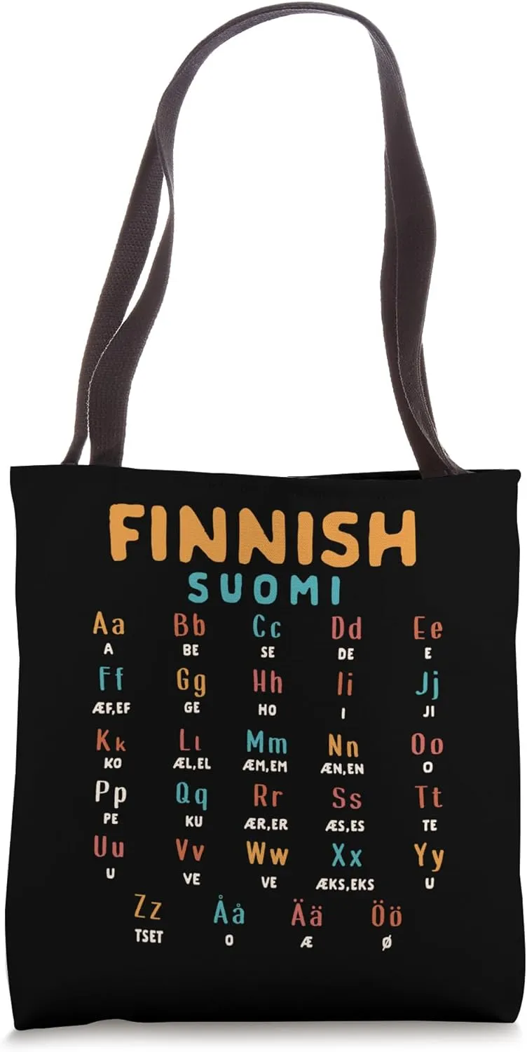 Proud Finnish Finland Travel Teacher Finnish Suomi Alphabet Tote Bag