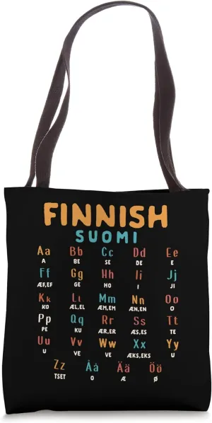 Proud Finnish Finland Travel Teacher Finnish Suomi Alphabet Tote Bag