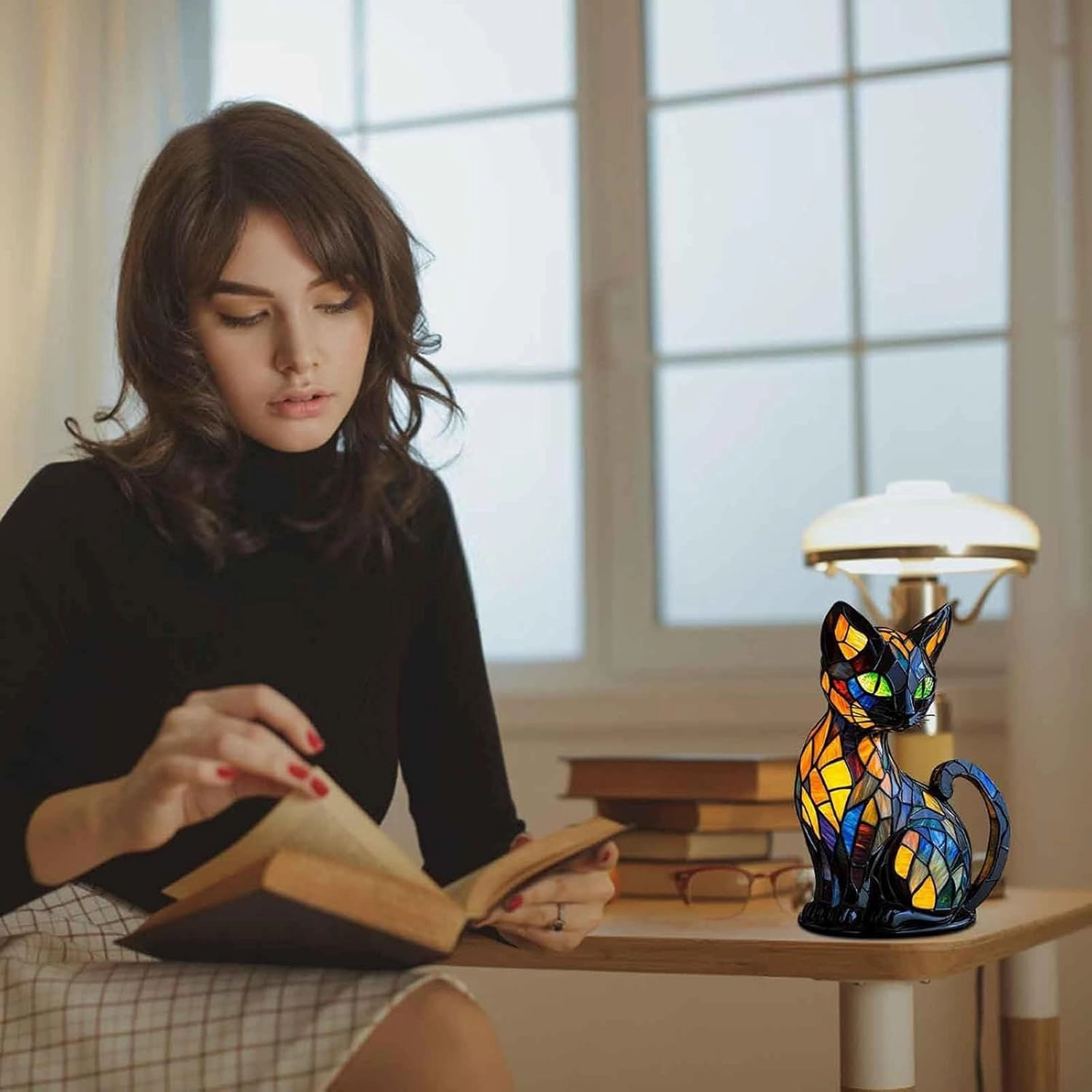 Pubyfun Glowkitty, Cat Lamp Stained Glass, Cat Lamp, Sherum Glowkitty, Stained Resin Night Light, 3D Cute Pet Led Table Lamps for Pet Lovers (Labrador)