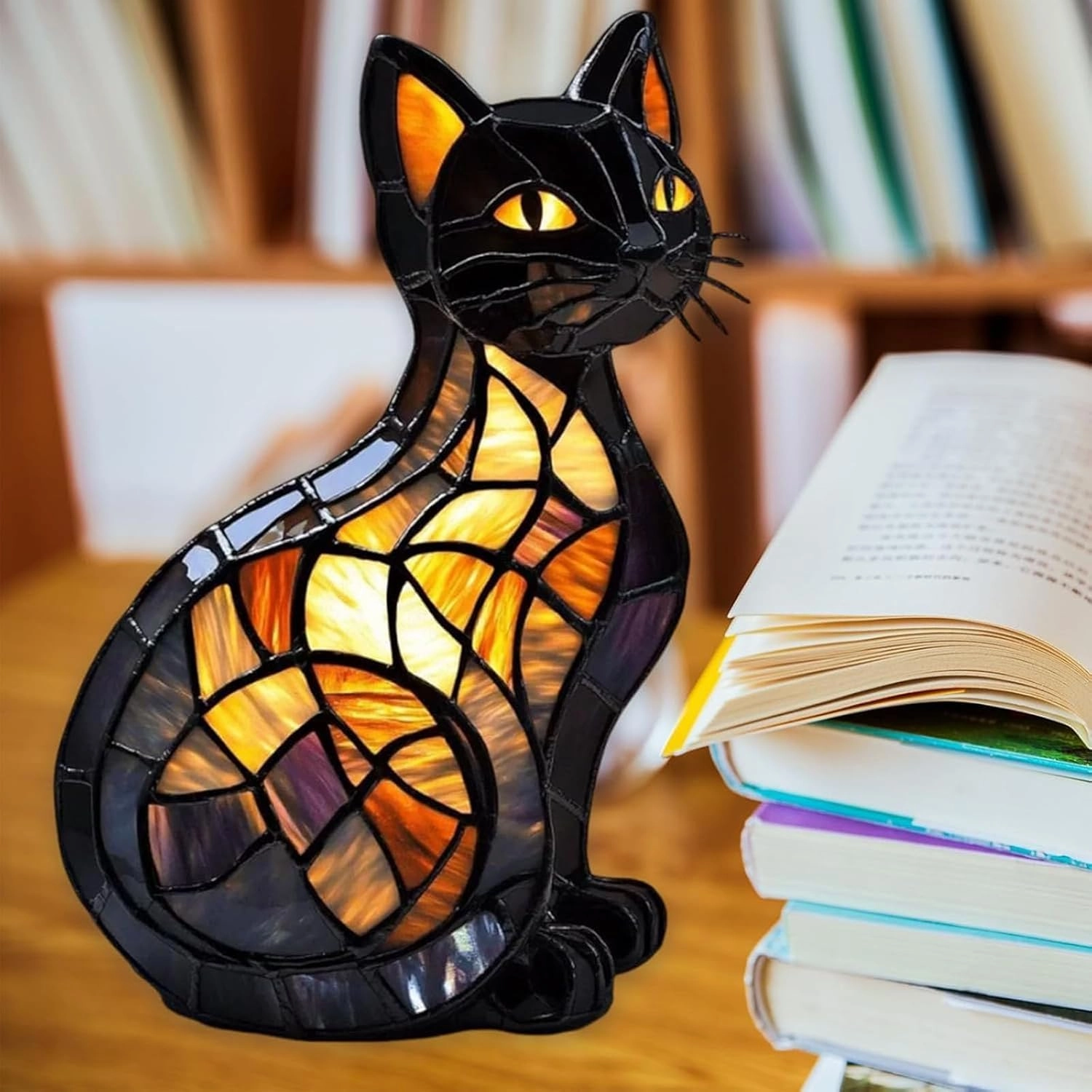 Pubyfun Glowkitty, Cat Lamp Stained Glass, Cat Lamp, Sherum Glowkitty, Stained Resin Night Light, 3D Cute Pet Led Table Lamps for Pet Lovers (Labrador)