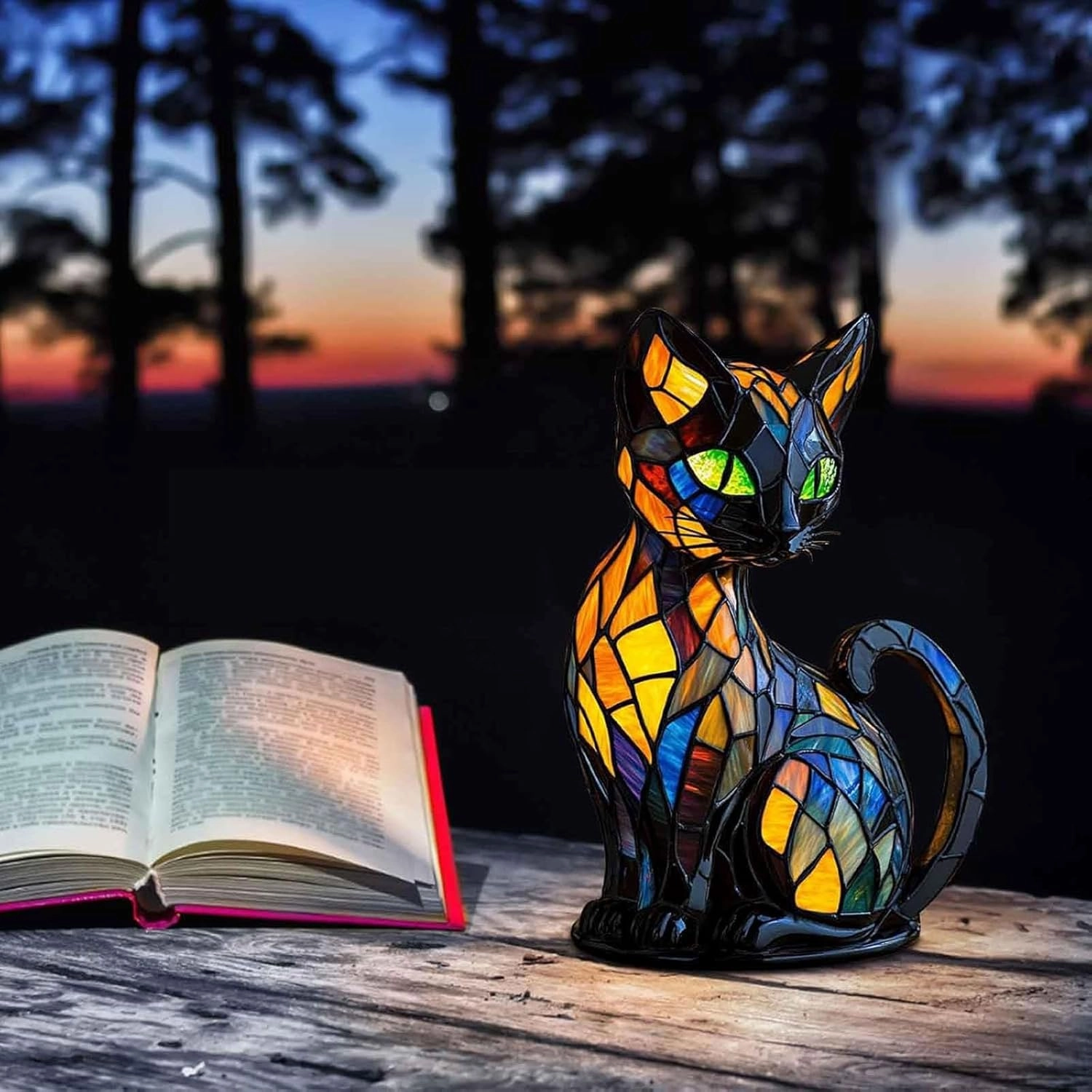 Pubyfun Glowkitty, Cat Lamp Stained Glass, Cat Lamp, Sherum Glowkitty, Stained Resin Night Light, 3D Cute Pet Led Table Lamps for Pet Lovers (Labrador)