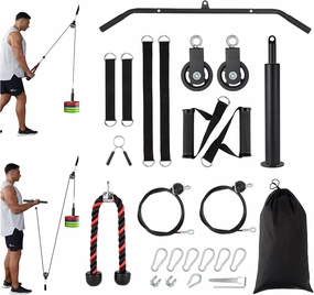 Pulley System Gym, Cable Weight Pulley Attachments for Home Gym LAT Pulldown, DIY Home Gym for Forearm, Shoulder, Strength Training