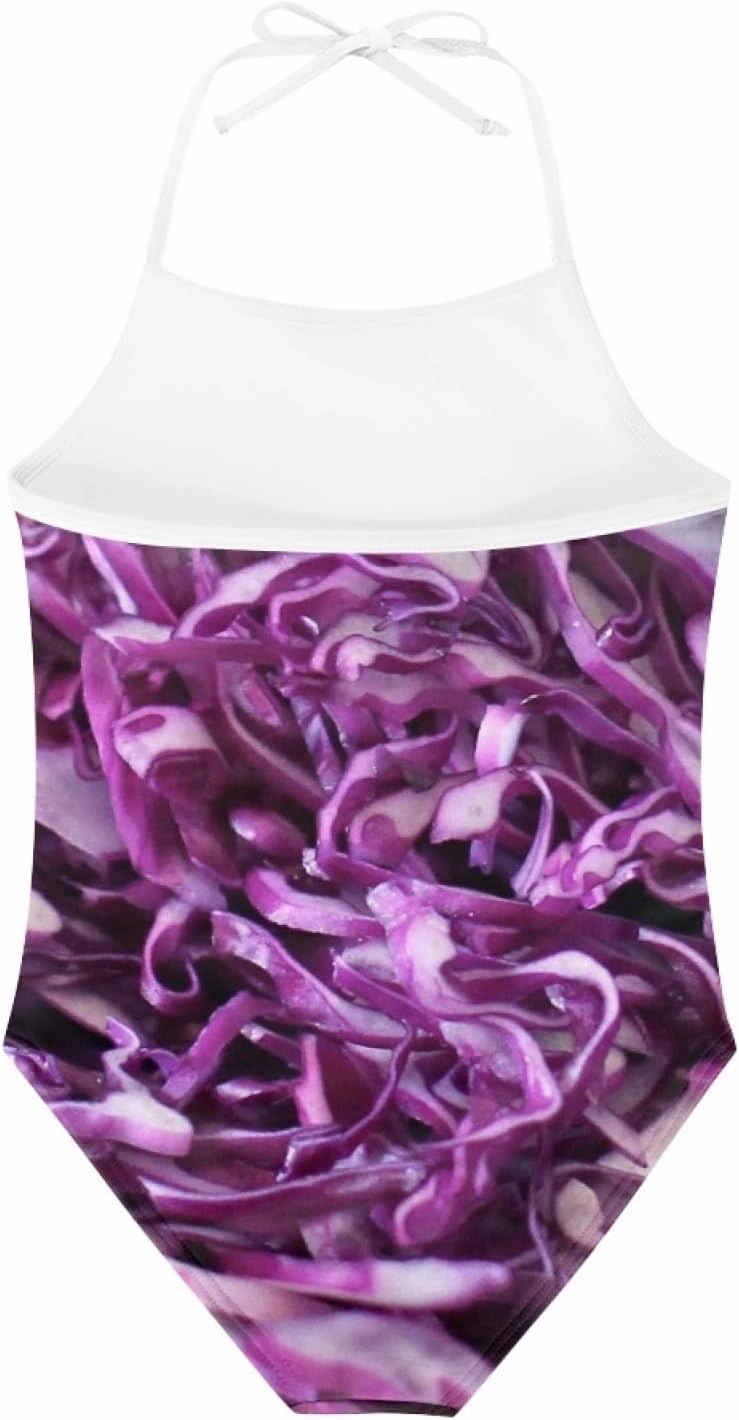 Purple Cabbages Girls One Piece Swimsuits Beach Bathing Suit Little Kids Cute Quick Dry Swimwear 1-10 Years