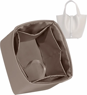 Purse Organizer for Picotin 18/22,Silky Smooth Insert,Lightweight Inside Bag,Luxury Handbag Storage(Picotin 22,Etoupe Grey)