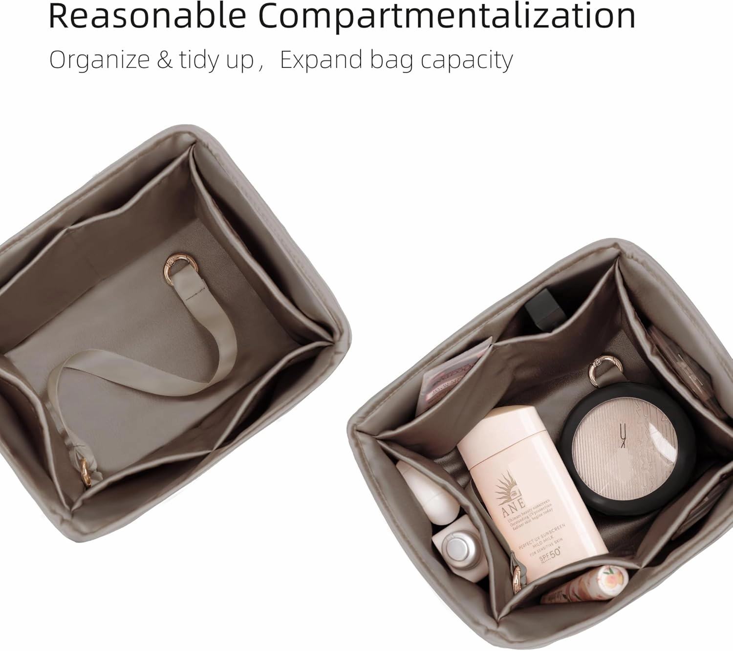 Purse Organizer for Picotin 18/22,Silky Smooth Insert,Lightweight Inside Bag,Luxury Handbag Storage(Picotin 22,Etoupe Grey)