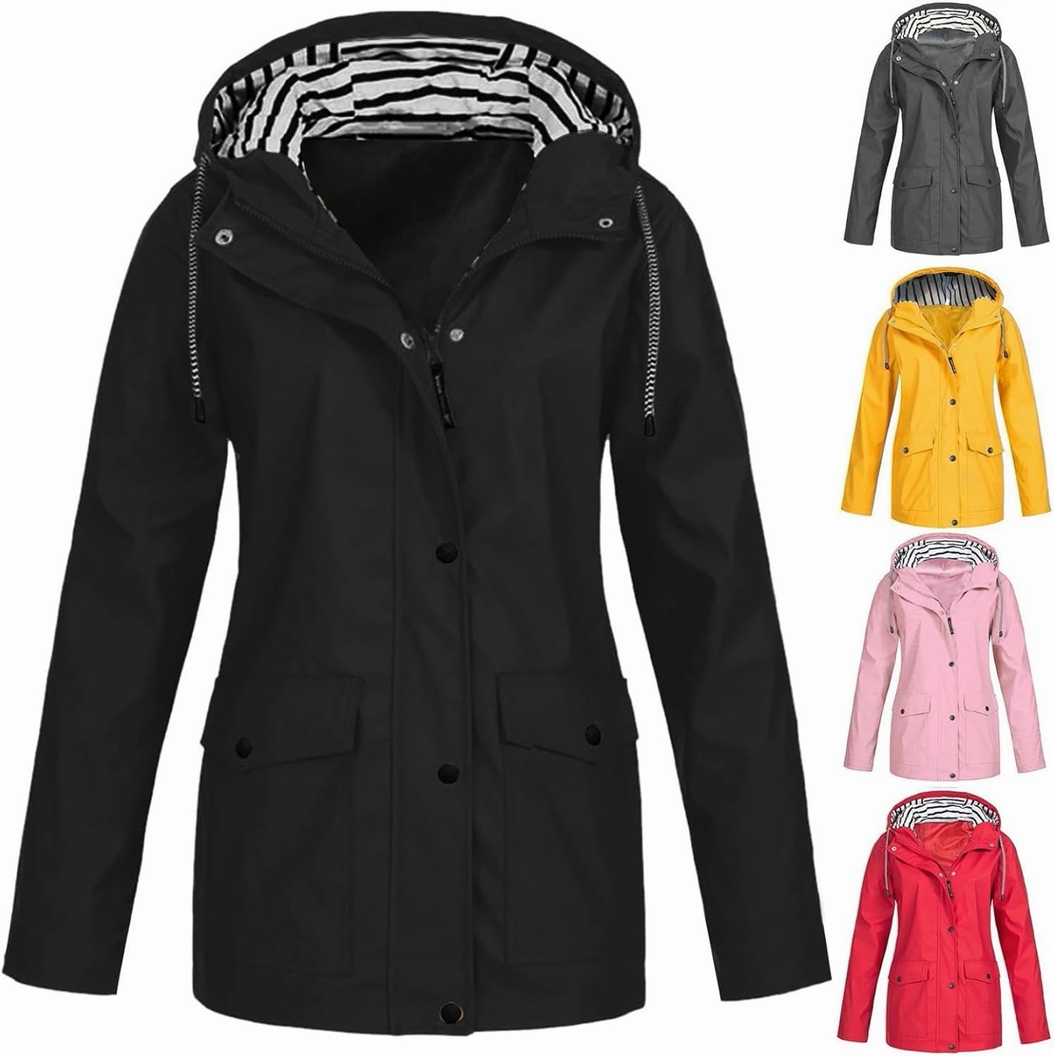 Rain Coat for Women Waterproof Rain Jacket Hooded Lightweight Windbreaker Fall Active Outdoor Raincoat With Pocket