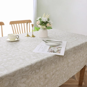 Randall Abstract Leaf Rectangle Tablecloth 60x84 Inches Wrinkle Free and Dusty Proof Floral Colorful Decorative Oblong Table Cover Cloth for Cafe Home Kitchen Dinning Room (6-8 Seats, Beige,1 Piece)