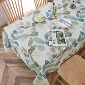Randall Colorful Leaf Printed Rectangle Decorative Tablecloth 60"x120"x1 Wrinkle Free and Spillproof Oblong Table Cloth Cover for Home Kitchen Dinning and Party(10-12 Seats, Blue/Green/Tan)