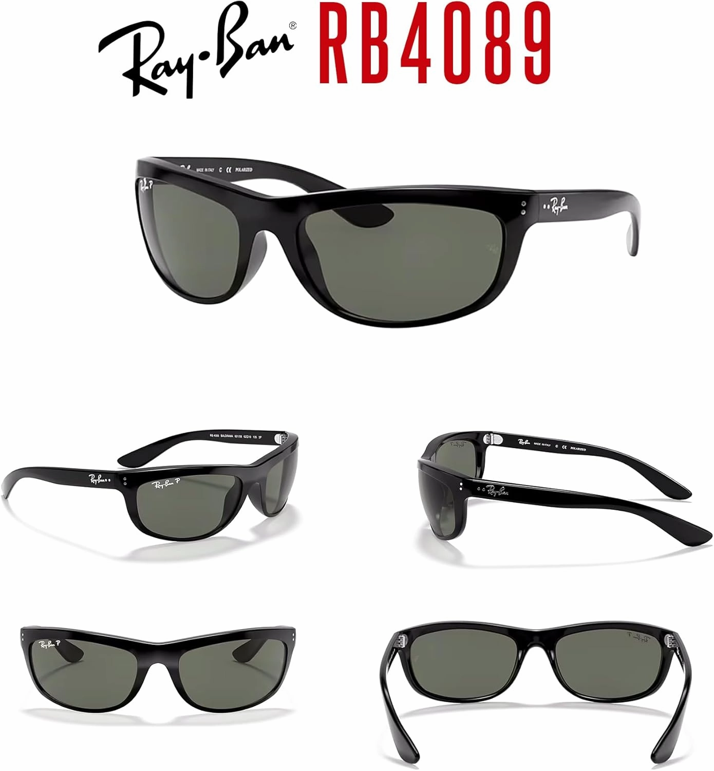 Ray-Ban Balorama RB4089 Rectangular Sunglasses for Men   BUNDLE With Designer iWear Complimentary Eyewear Kit
