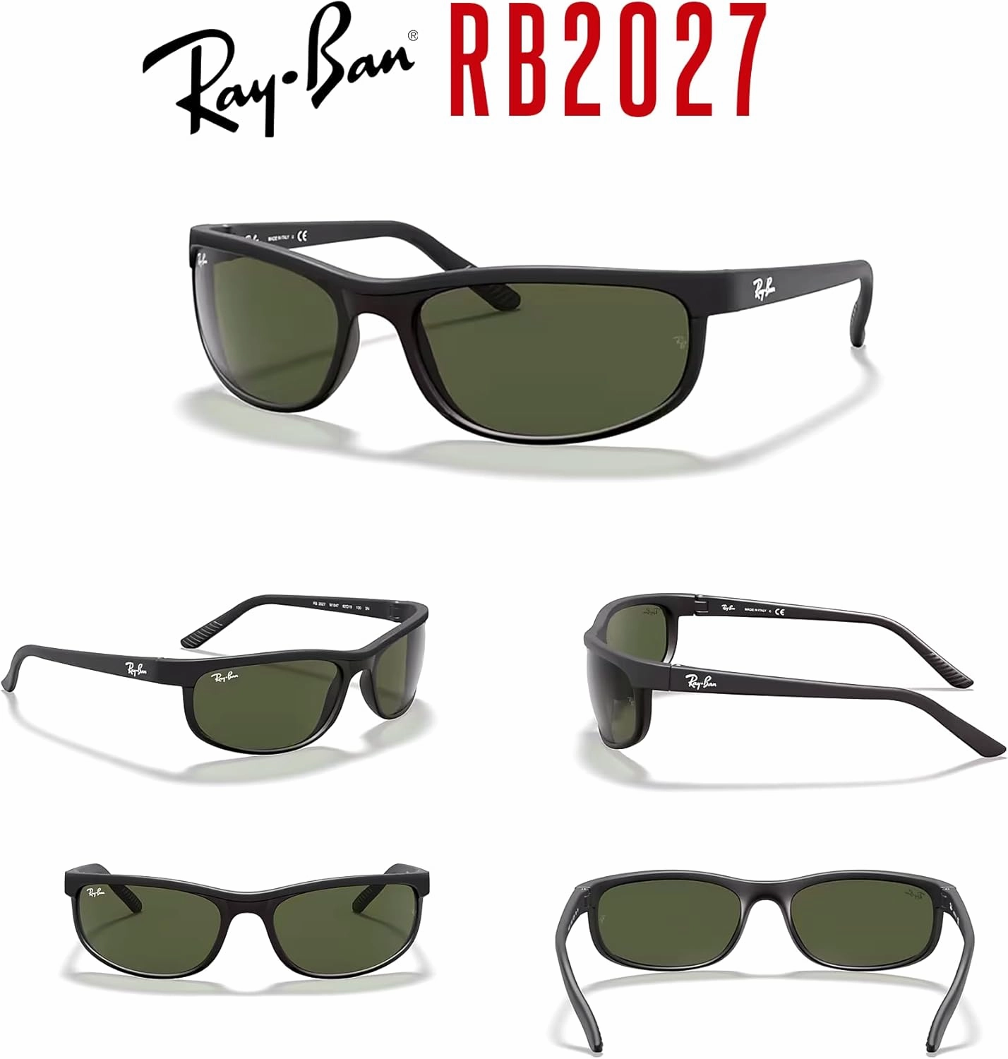 Ray-Ban RB2027 PREDATOR 2 Rectangular Sunglasses For Men For Women   Bundle with Designer iWear Kit